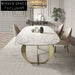 Sleek Modern Rectangular Marble Top Dining Table with Steel Base