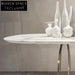 Sleek Modern Rectangular Marble Top Dining Table with Steel Base
