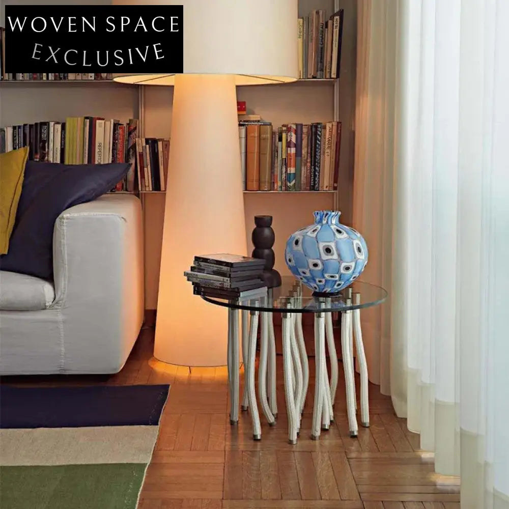 Sleek Modern Round Glass Coffee Table with Adjustable Metal Legs