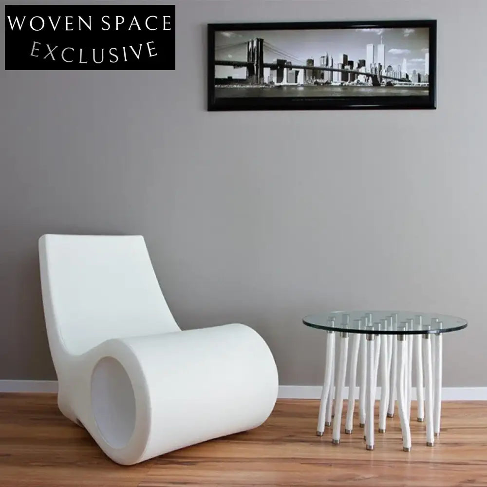 Sleek Modern Round Glass Coffee Table with Adjustable Metal Legs
