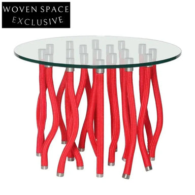 Sleek Modern Round Glass Coffee Table with Adjustable Metal Legs