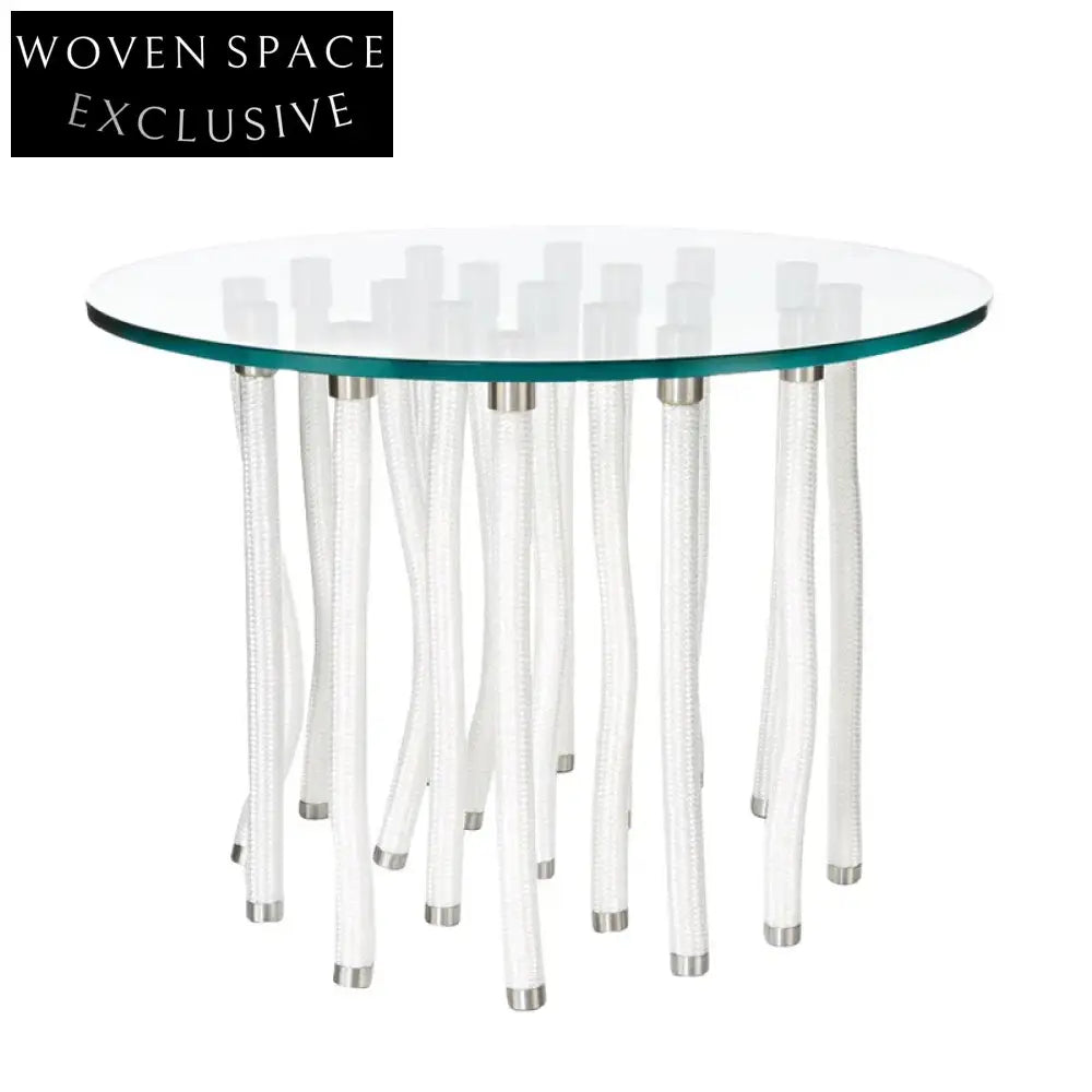 Sleek Modern Round Glass Coffee Table with Adjustable Metal Legs