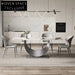 Sleek Modern Slate Top Dining Table with Silver Stainless Steel Base