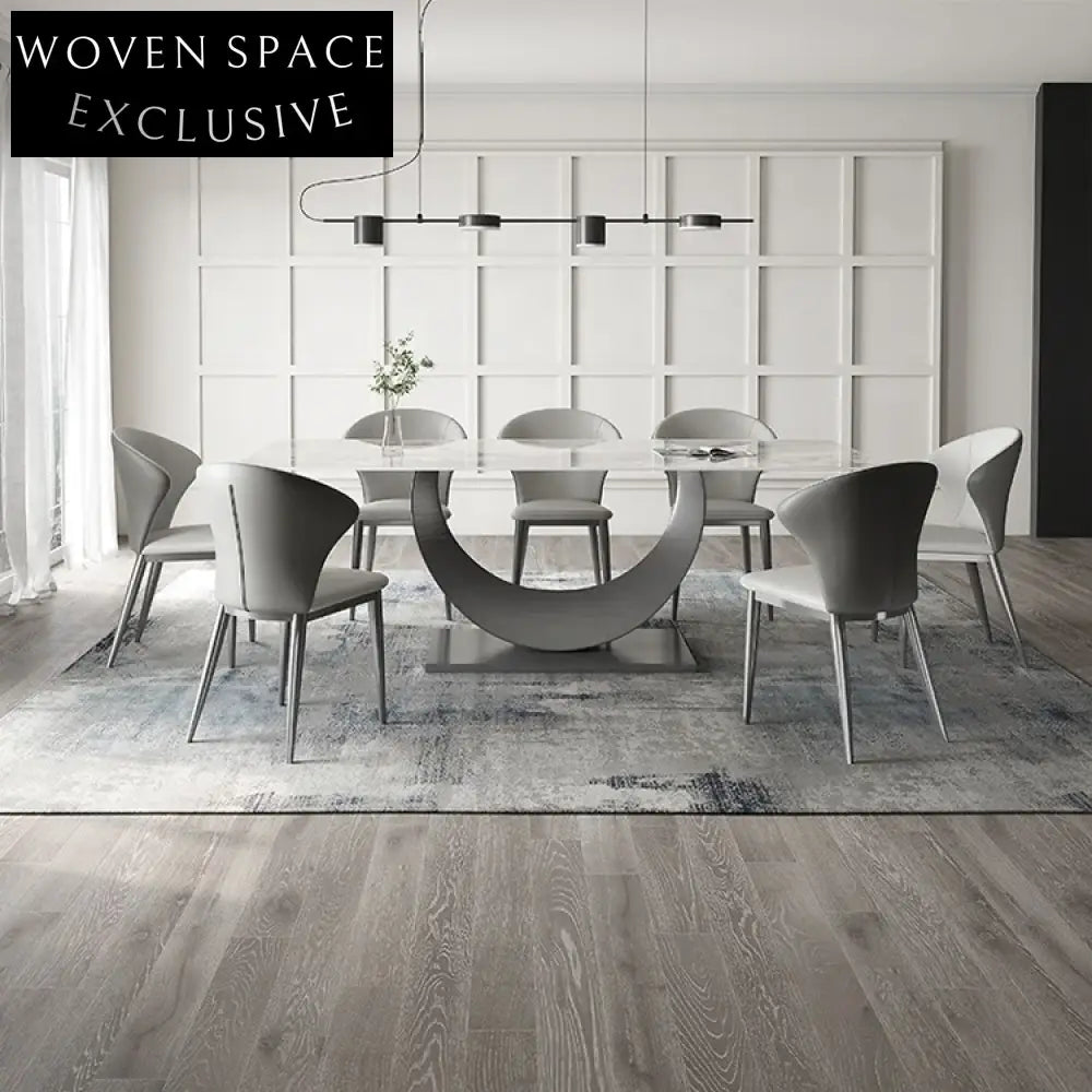 Sleek Modern Slate Top Dining Table with Silver Stainless Steel Base