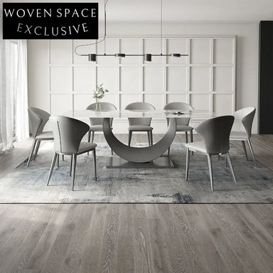 Sleek Modern Slate Top Dining Table with Silver Stainless Steel Base