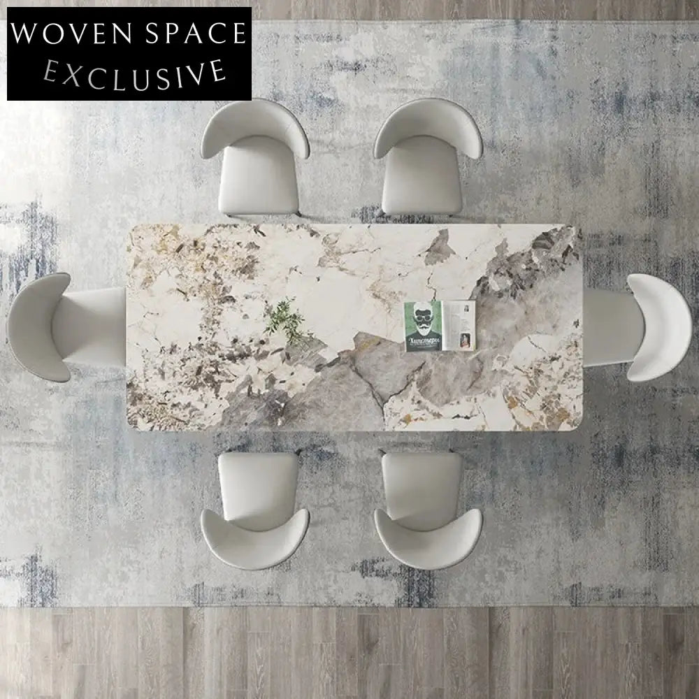 Sleek Modern Slate Top Dining Table with Silver Stainless Steel Base