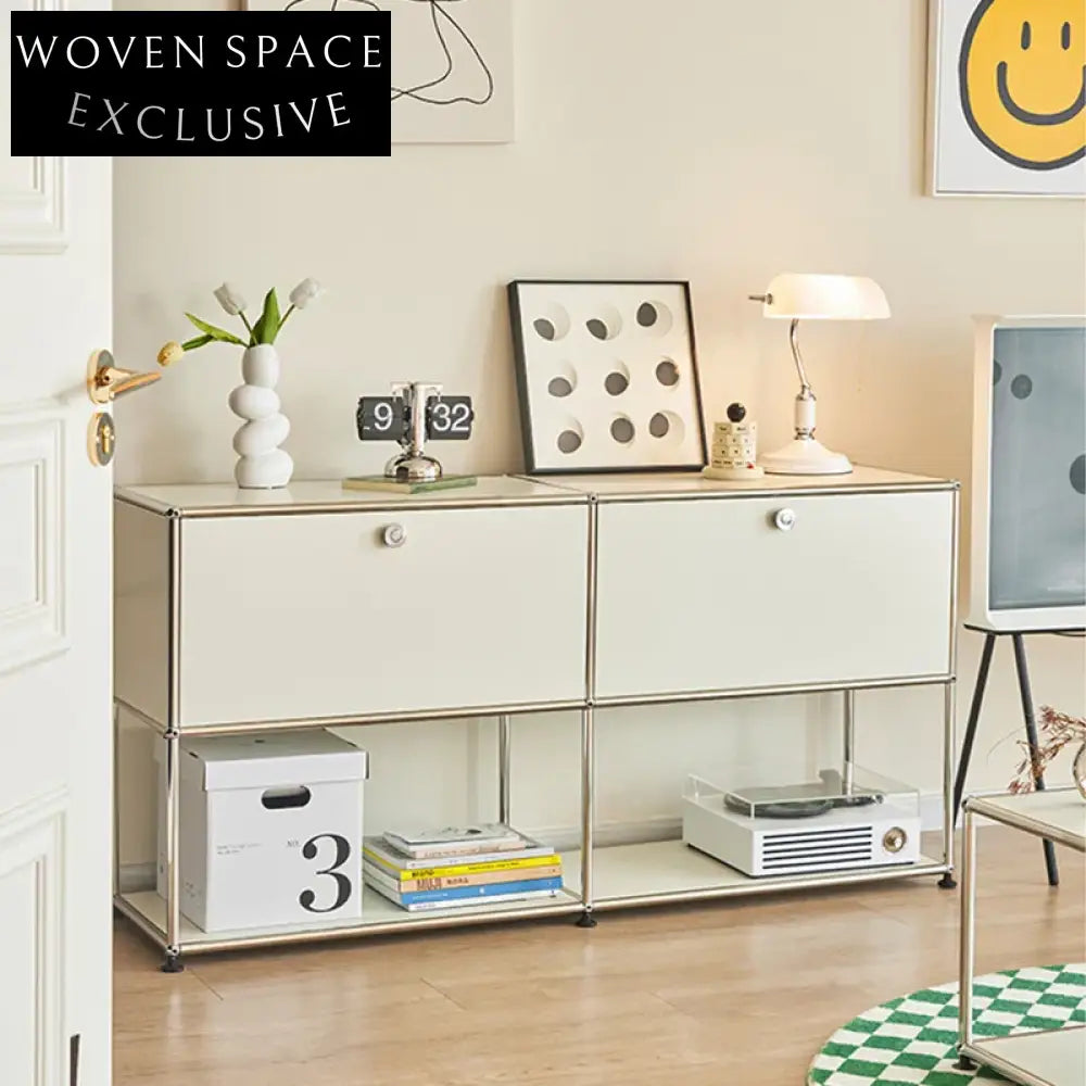 Sleek Modern Stainless Steel Kitchen Storage Sideboard Cabinet for Home Decor