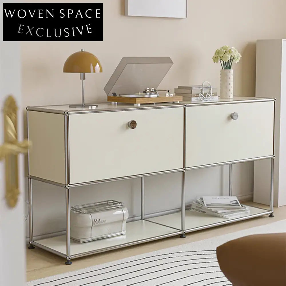 Sleek Modern Stainless Steel Kitchen Storage Sideboard Cabinet for Home Decor