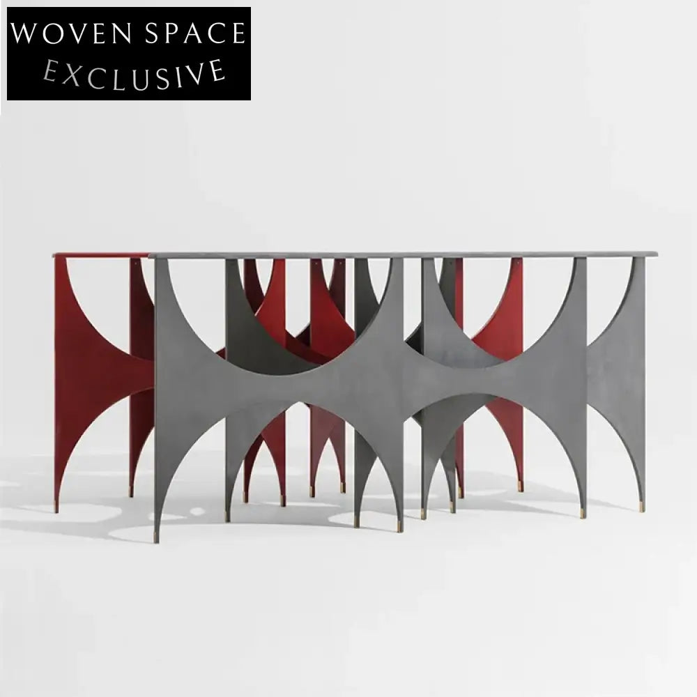 Sleek Modern Stainless Steel Red Living Room Entryway Console Table