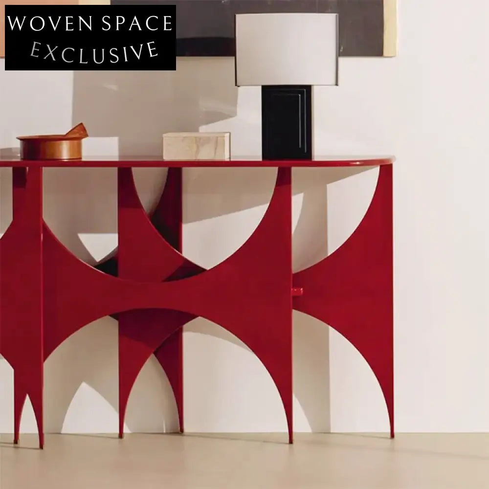 Sleek Modern Stainless Steel Red Living Room Entryway Console Table