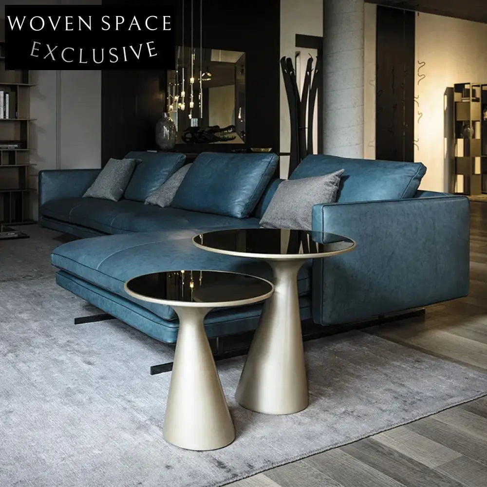 Sleek Modern Stainless Steel Round Glass Top Side Accent Coffee Table