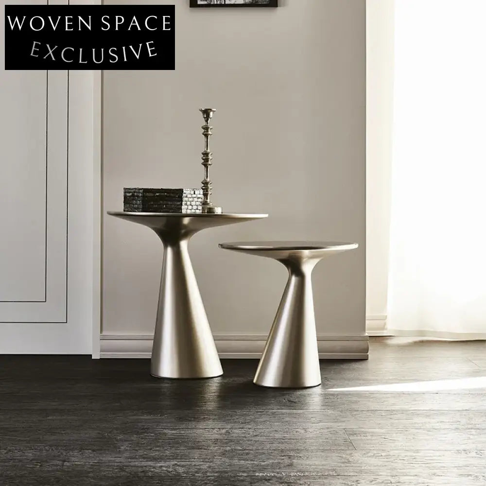 Sleek Modern Stainless Steel Round Glass Top Side Accent Coffee Table