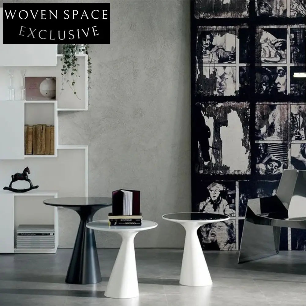 Sleek Modern Stainless Steel Round Glass Top Side Accent Coffee Table