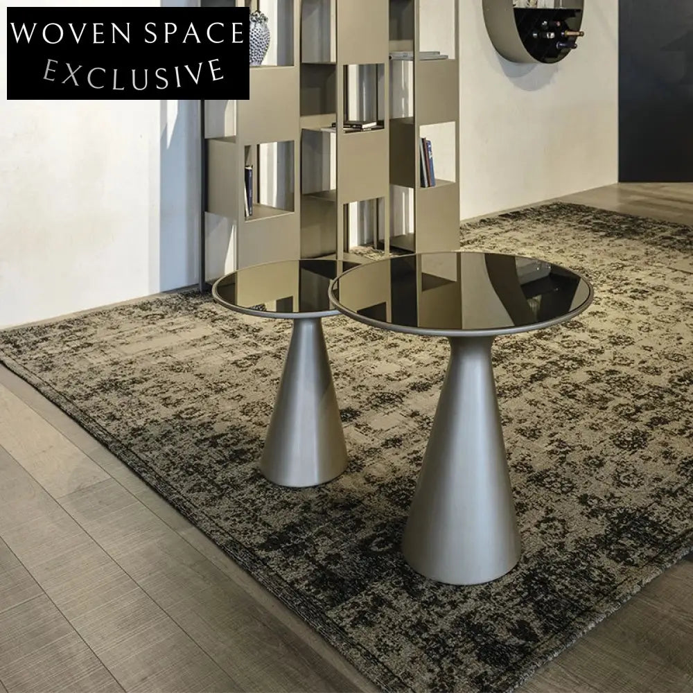 Sleek Modern Stainless Steel Round Glass Top Side Accent Coffee Table