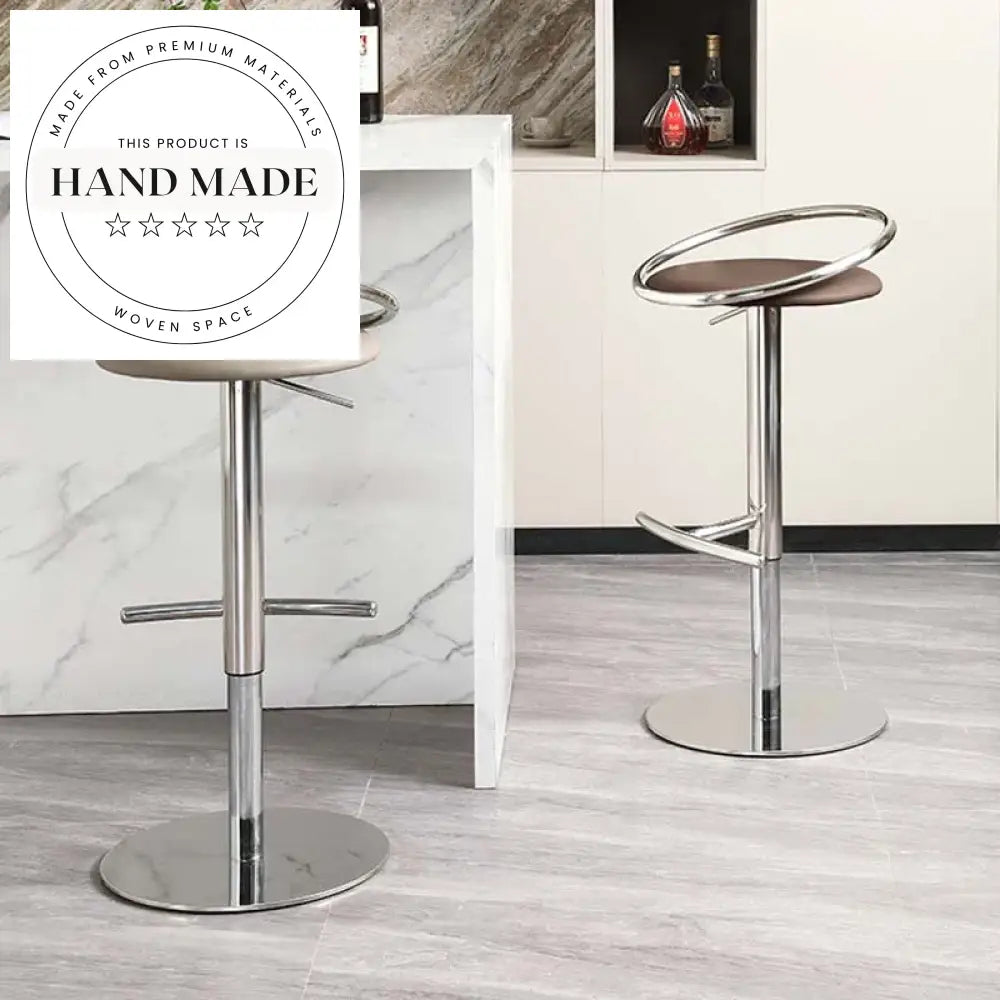 Sleek Modern Swivel Leather Height-Adjustable Bar Stool