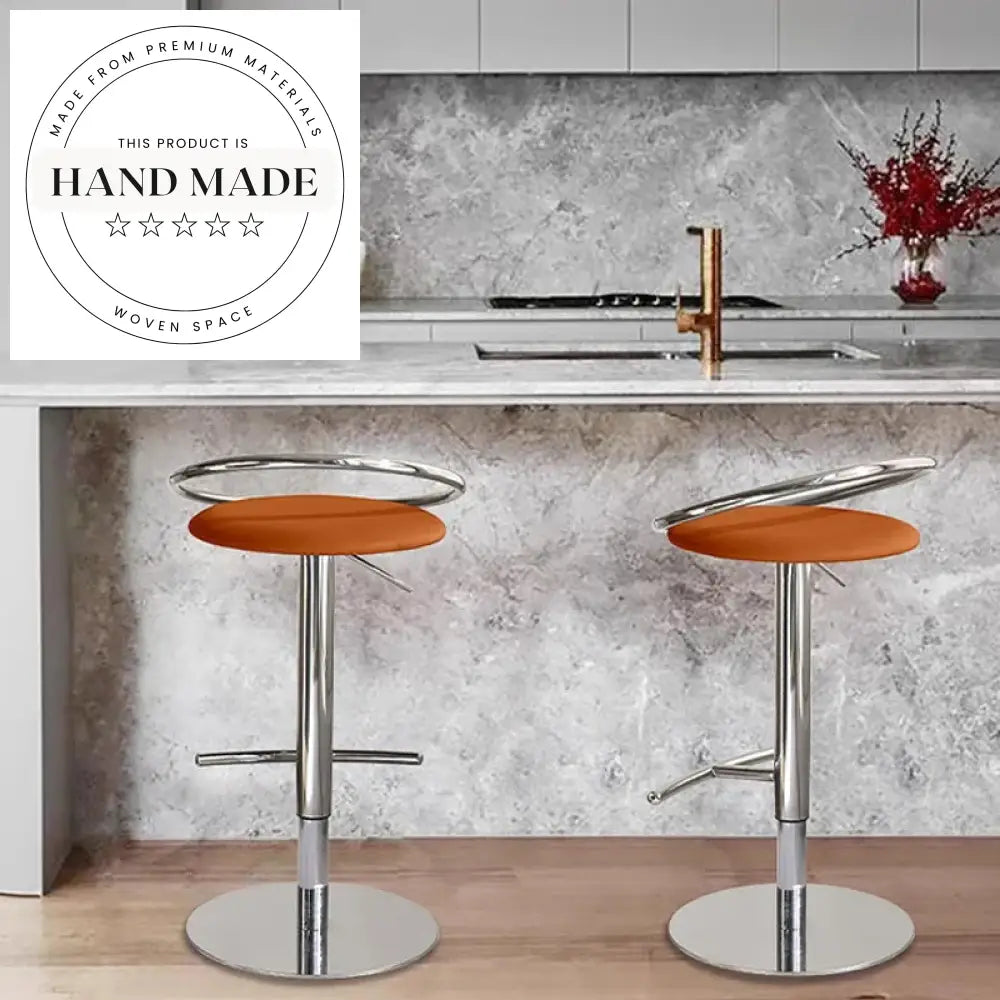 Sleek Modern Swivel Leather Height-Adjustable Bar Stool