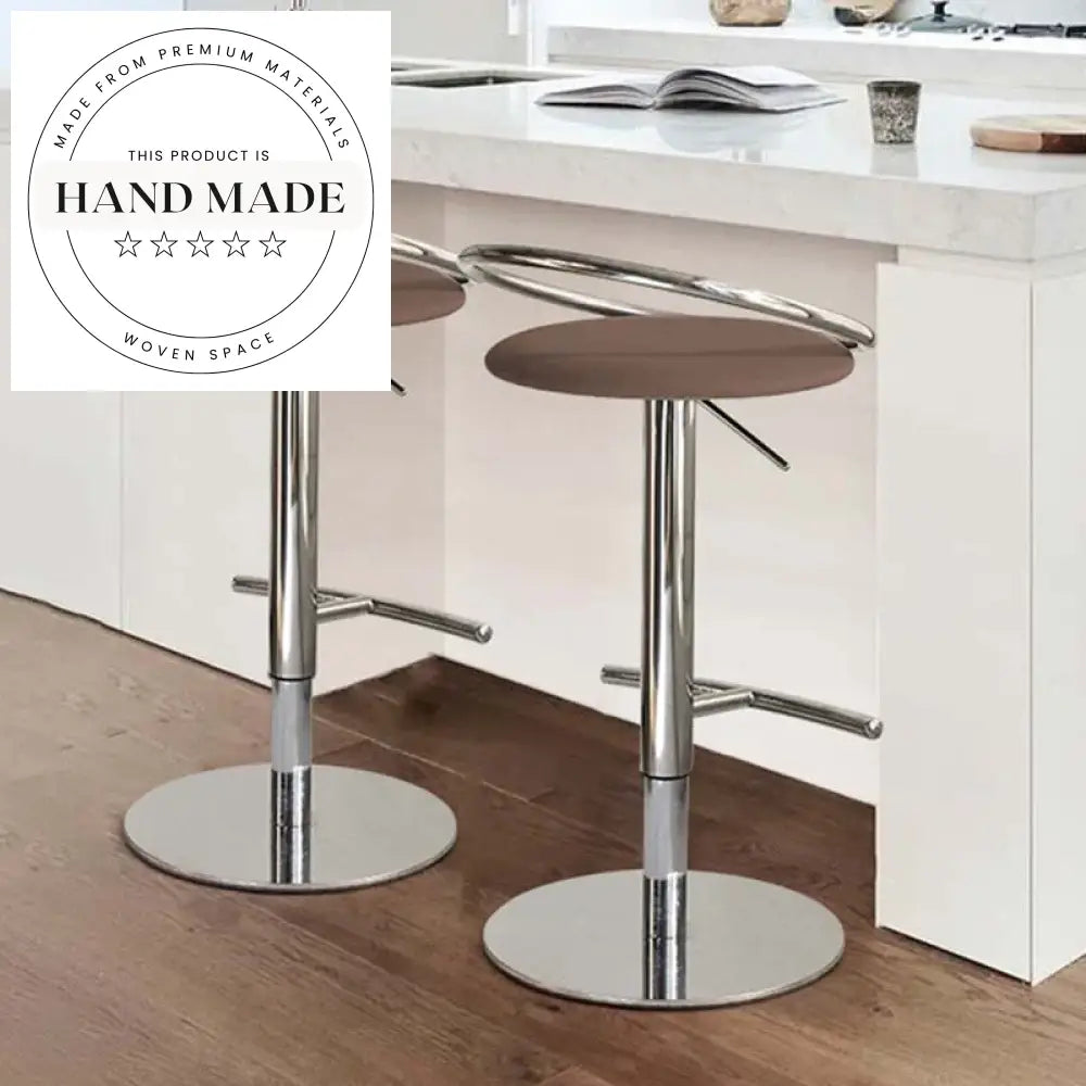 Sleek Modern Swivel Leather Height-Adjustable Bar Stool