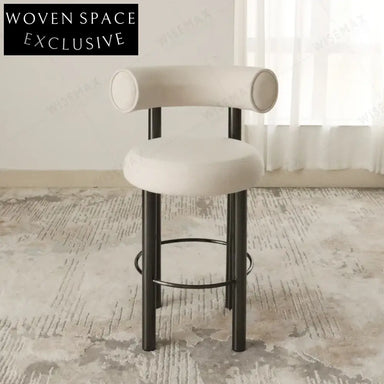 Sleek Modern Upholstered High Back Bar Stool for Cafe Dining