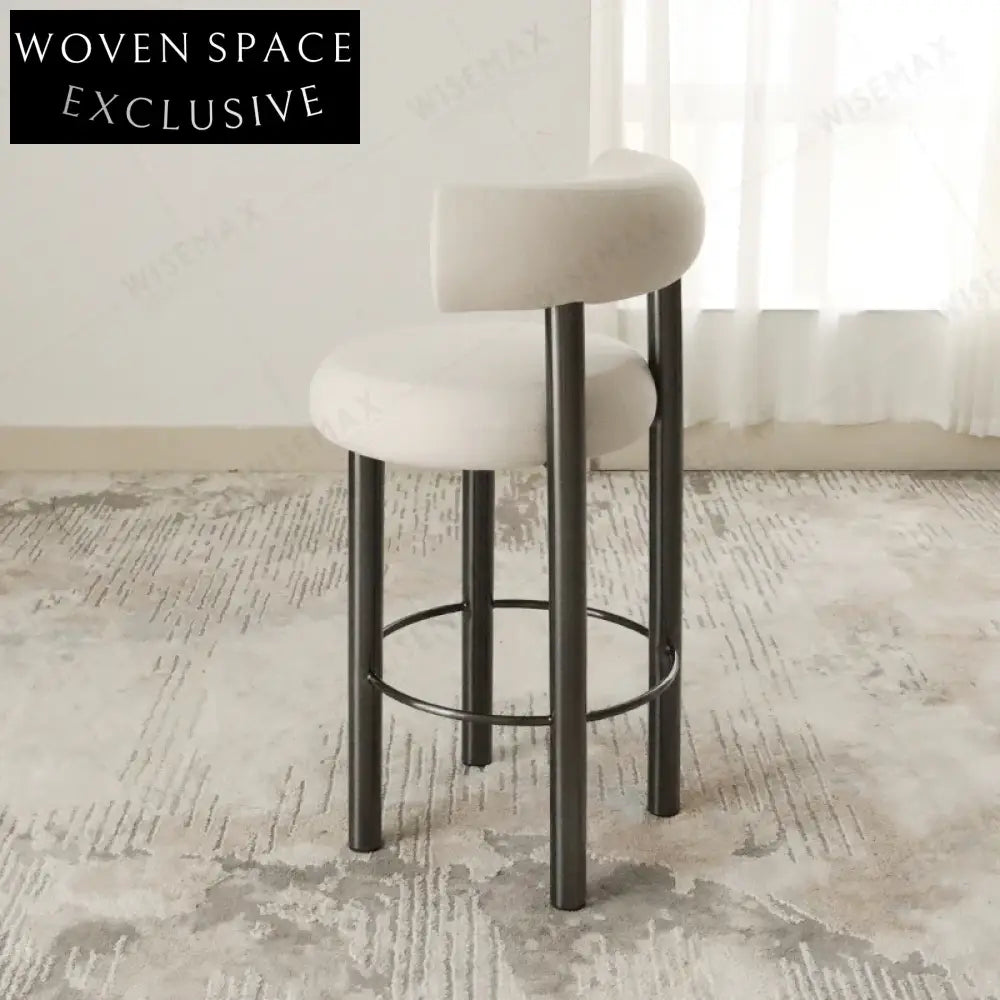Sleek Modern Upholstered High Back Bar Stool for Cafe Dining