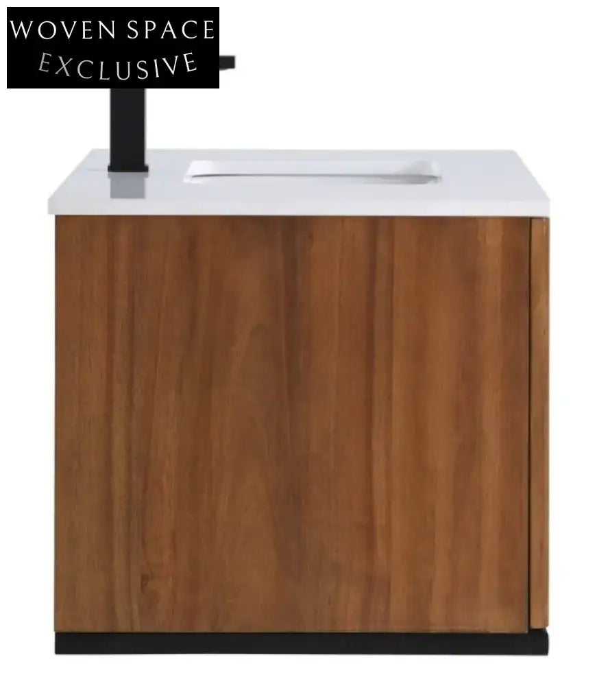 Sleek Modern Wall Hung Bathroom Vanity Cabinet with Wood Veneer Finish