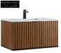 Sleek Modern Wall Hung Bathroom Vanity Cabinet with Wood Veneer Finish