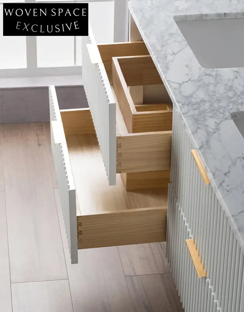 Sleek Modern Wall-Mounted Bathroom Vanity with White Quartz Top & Ceramic Sink