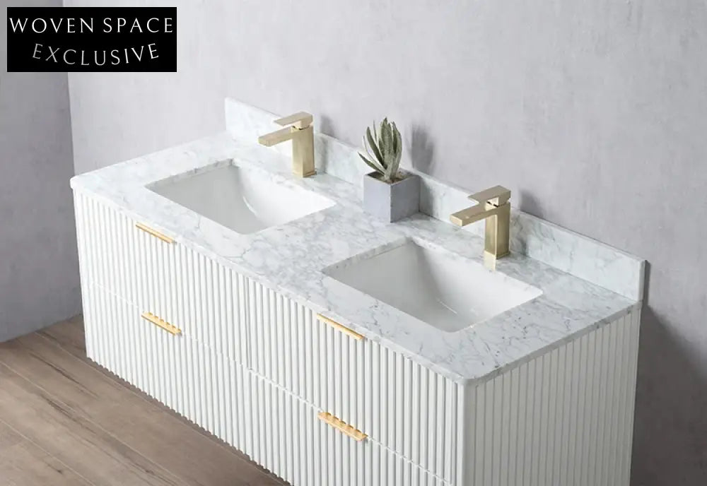 Sleek Modern Wall-Mounted Bathroom Vanity with White Quartz Top & Ceramic Sink