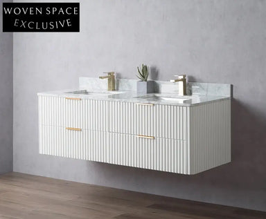 Sleek Modern Wall-Mounted Bathroom Vanity with White Quartz Top & Ceramic Sink