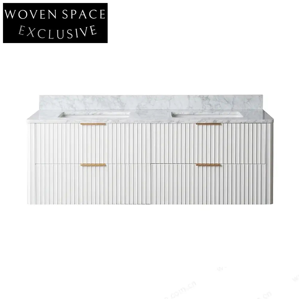 Sleek Modern Wall-Mounted Bathroom Vanity with White Quartz Top & Ceramic Sink