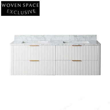 Sleek Modern Wall-Mounted Bathroom Vanity with White Quartz Top & Ceramic Sink