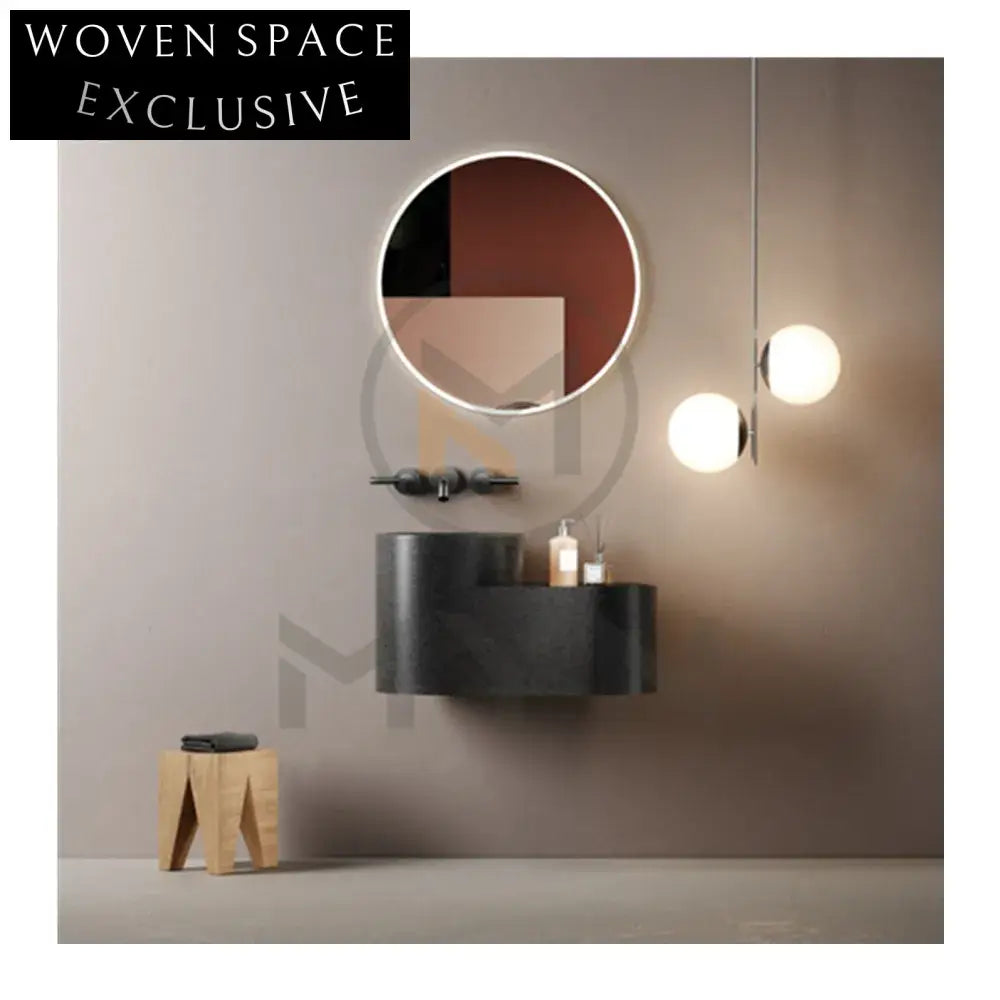 Sleek Modern Wall-Mounted Resin Concrete Oval Bathroom Sink for Contemporary Spaces