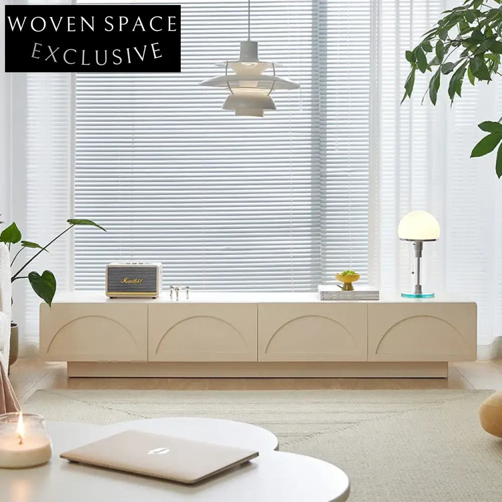 Sleek Modern White Solid Wood 4-Drawer Living Room Entertainment TV Cabinet