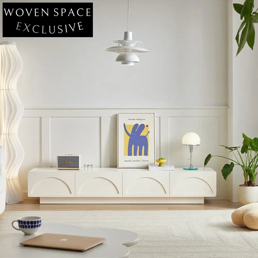 Sleek Modern White Solid Wood 4-Drawer Living Room Entertainment TV Cabinet