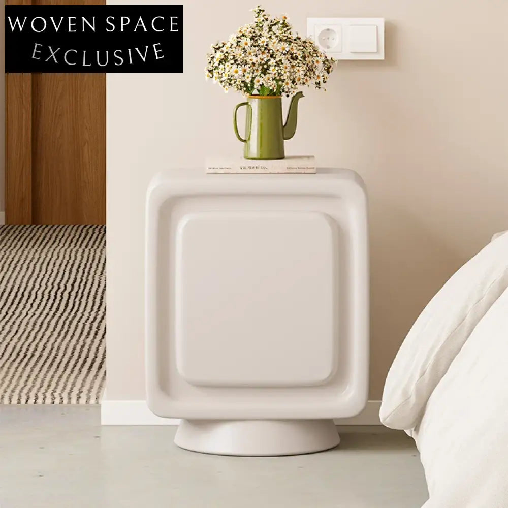 Sleek Modern White Wood Storage Drawer Bedside Night Stand