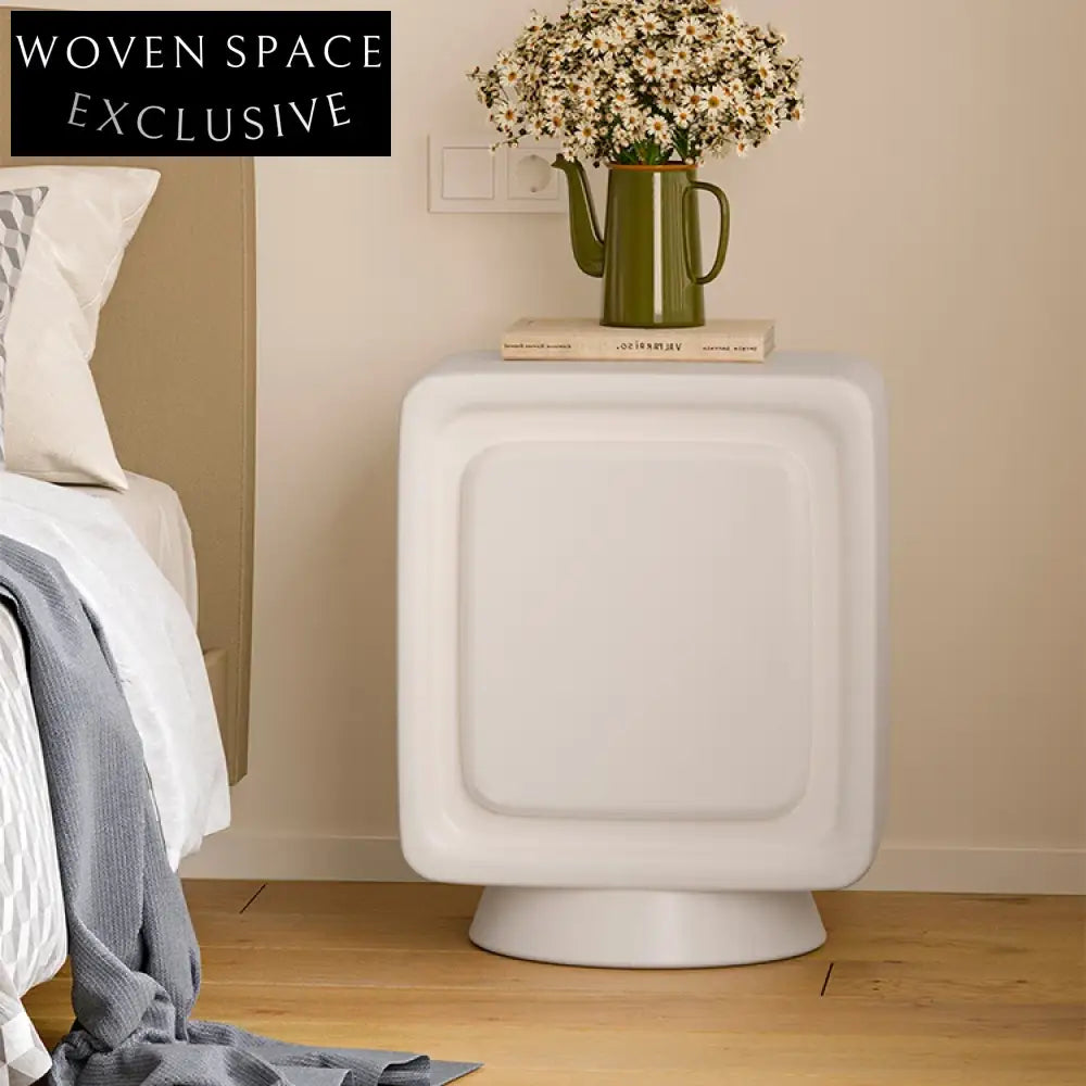 Sleek Modern White Wood Storage Drawer Bedside Night Stand