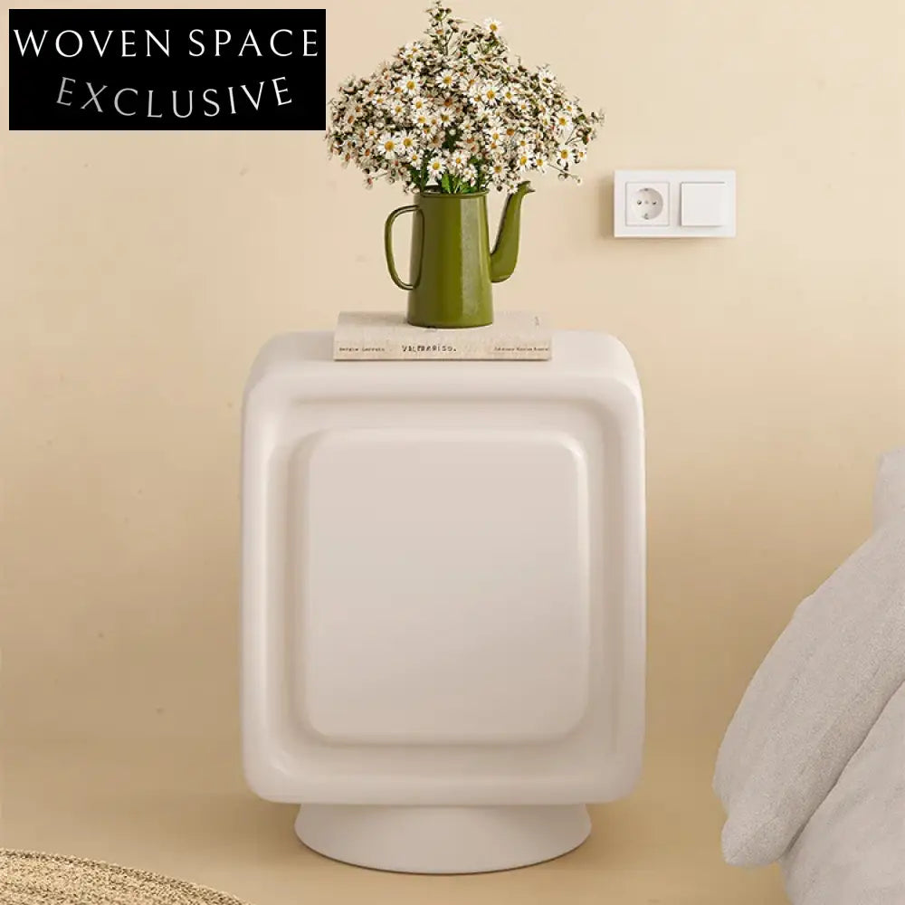 Sleek Modern White Wood Storage Drawer Bedside Night Stand