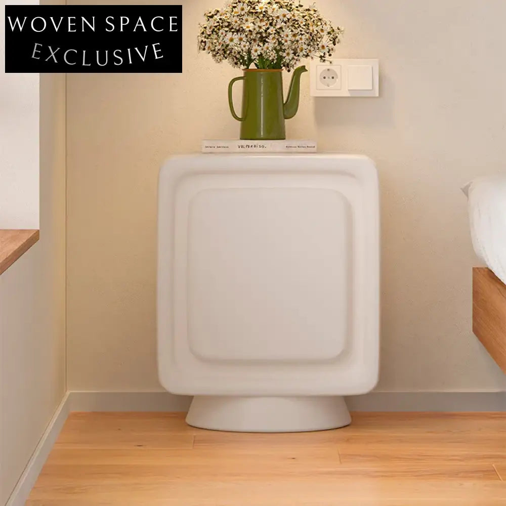 Sleek Modern White Wood Storage Drawer Bedside Night Stand