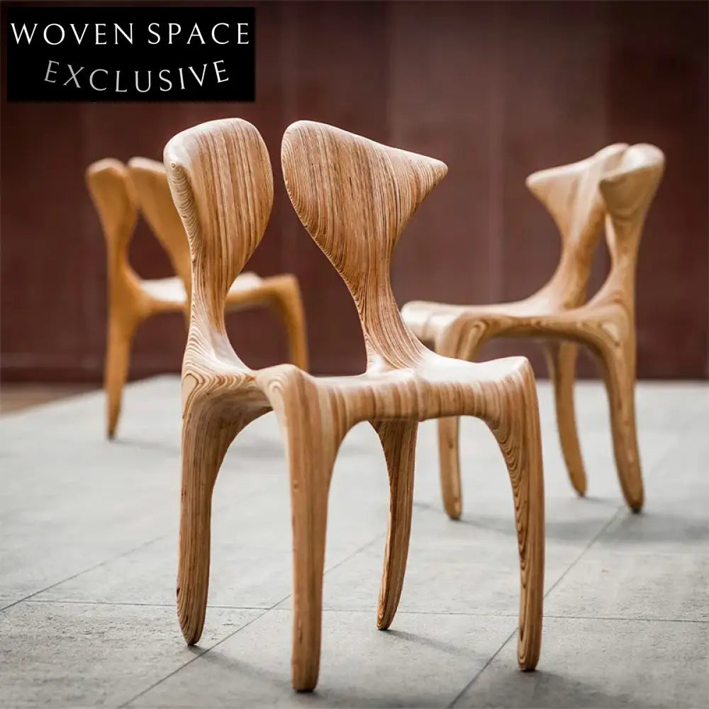 Sleek Modern Wooden Dining Chair, Hollow Back Design, Sturdy Restaurant Hotel Seating