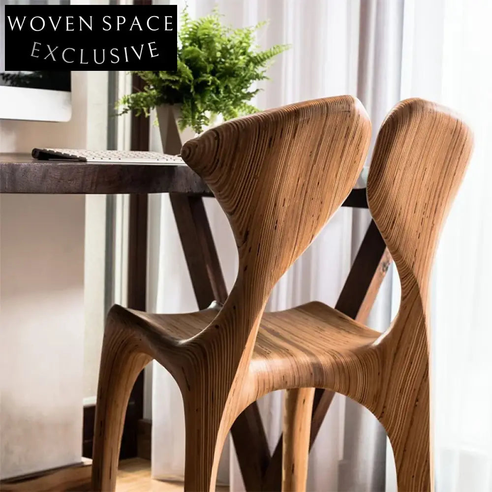Sleek Modern Wooden Dining Chair, Hollow Back Design, Sturdy Restaurant Hotel Seating