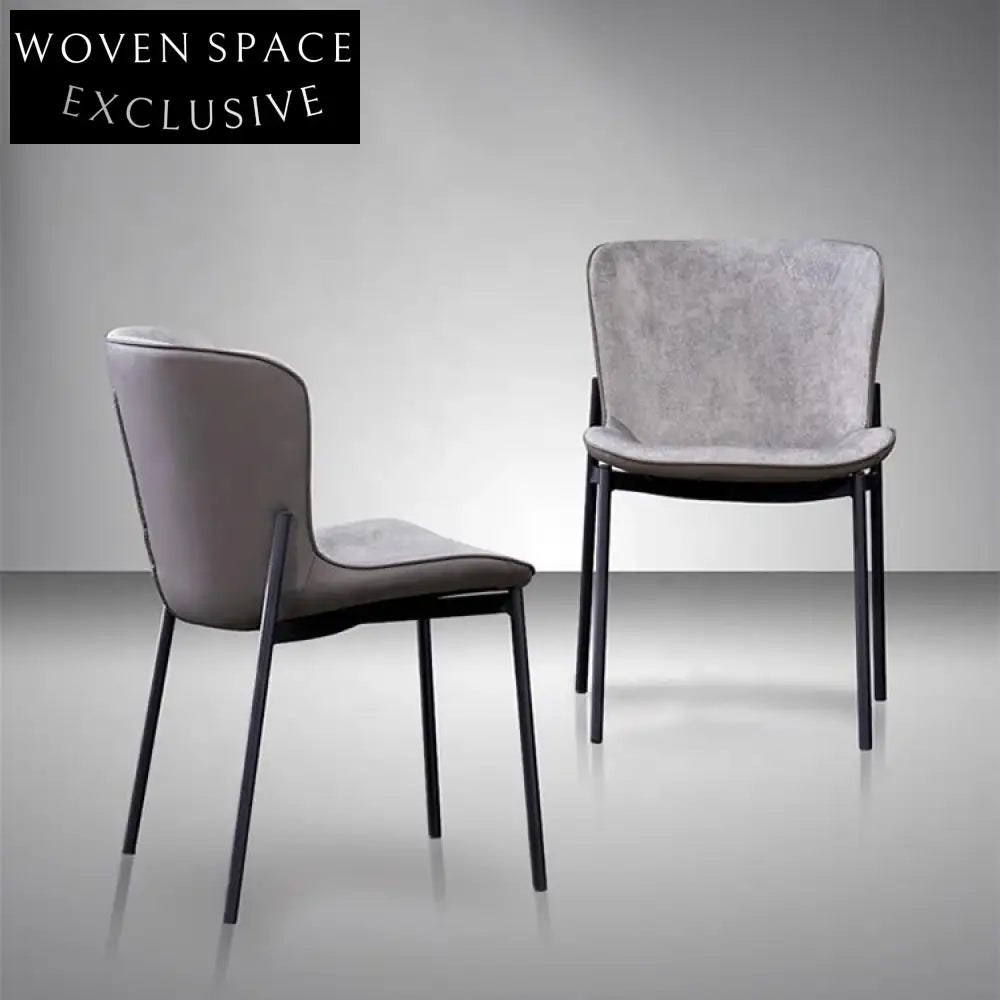 Sleek Nordic Modern Faux Leather Upholstered Dining Chair with Metal Legs