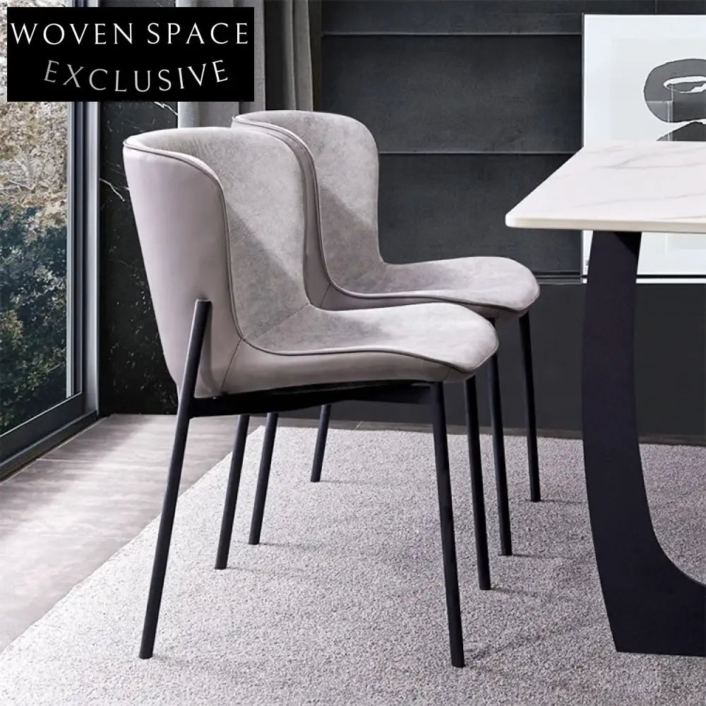Sleek Nordic Modern Faux Leather Upholstered Dining Chair with Metal Legs