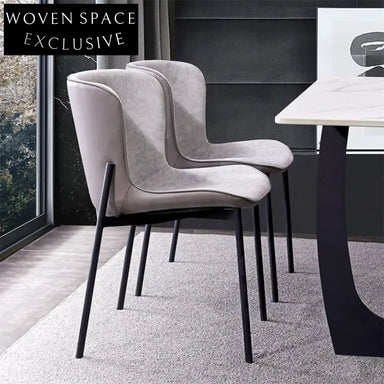 Sleek Nordic Modern Faux Leather Upholstered Dining Chair with Metal Legs