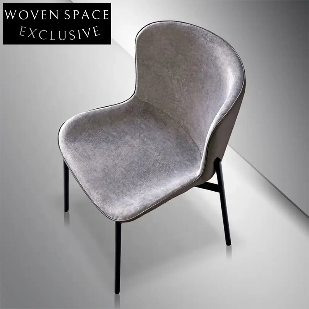 Sleek Nordic Modern Faux Leather Upholstered Dining Chair with Metal Legs