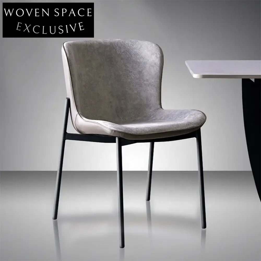 Sleek Nordic Modern Faux Leather Upholstered Dining Chair with Metal Legs