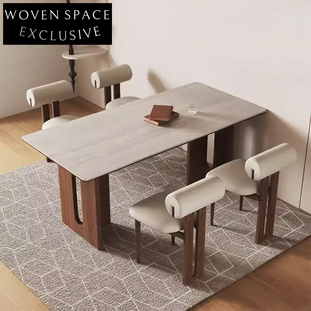 Sleek Nordic Modern Minimalist Veneer Top Ash Wood Dining Table