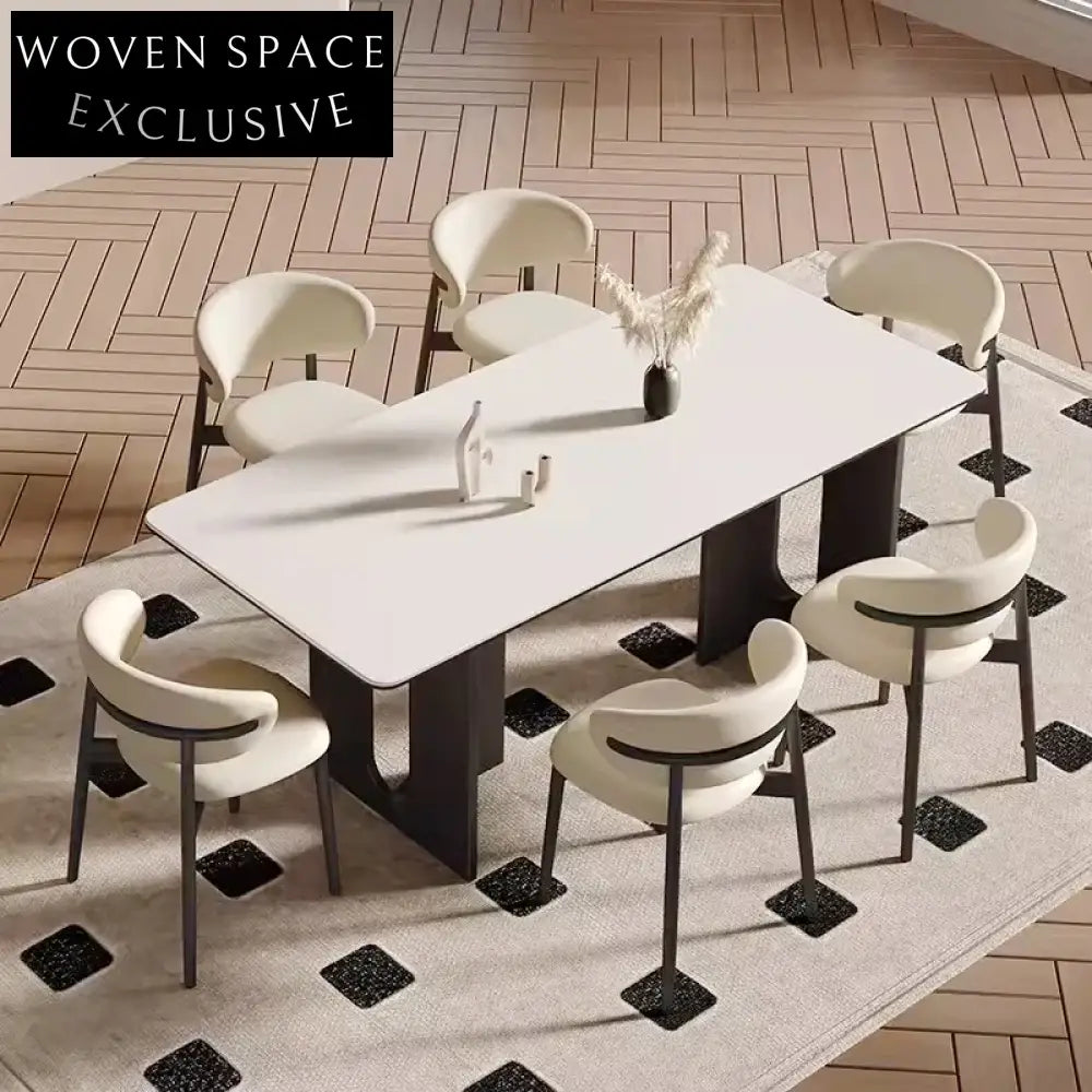 Sleek Nordic Modern Minimalist Veneer Top Ash Wood Dining Table