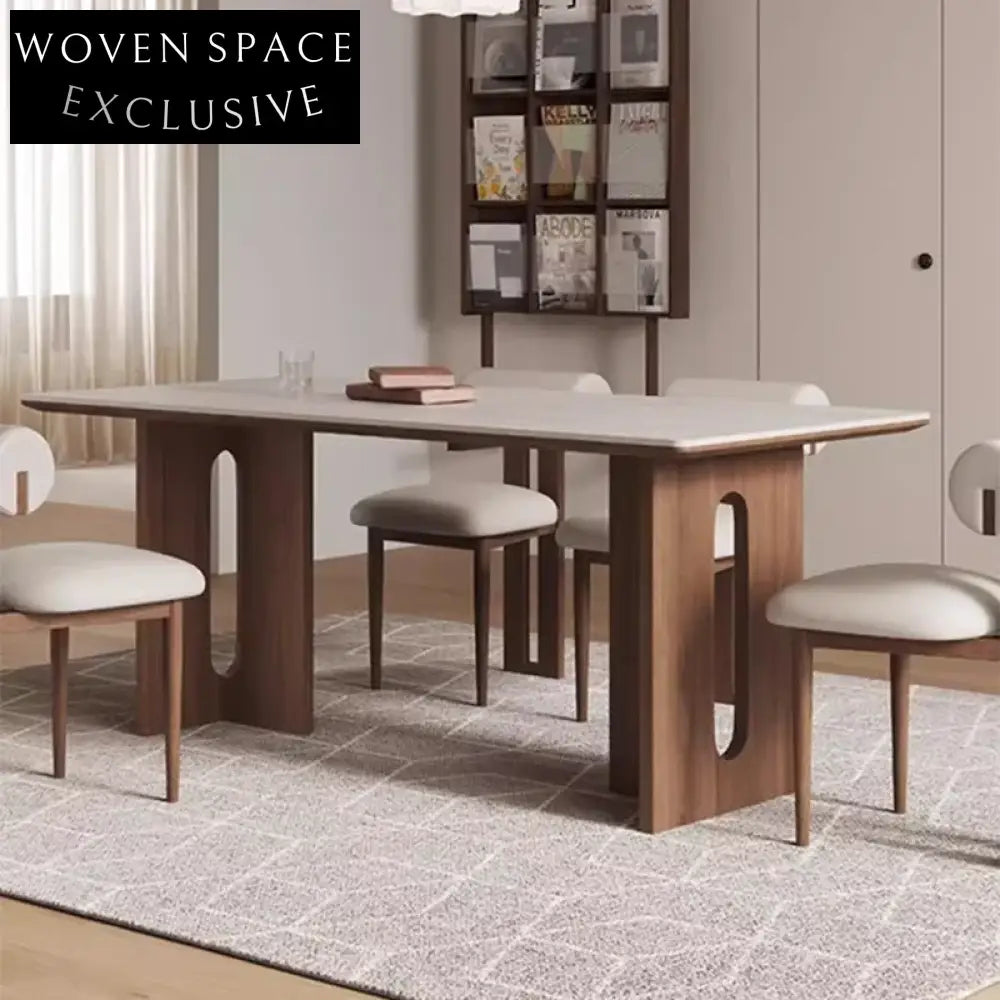 Sleek Nordic Modern Minimalist Veneer Top Ash Wood Dining Table