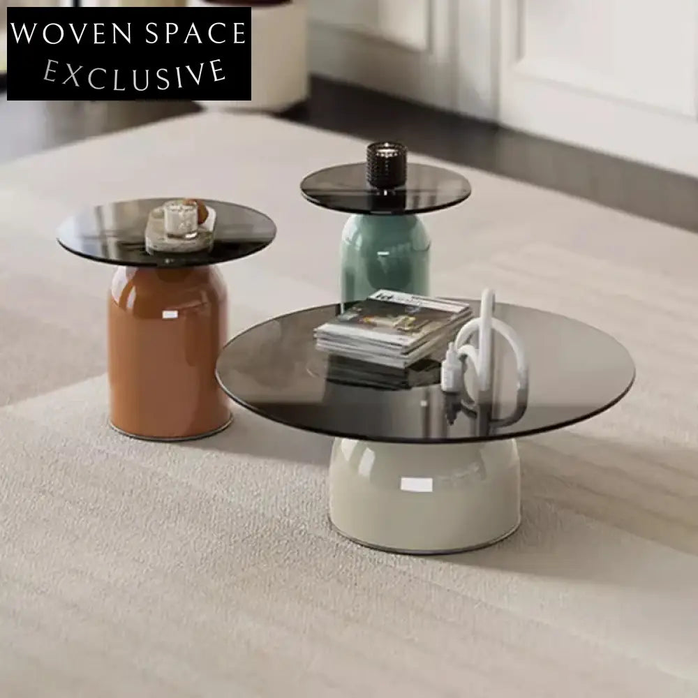 Sleek Nordic Tempered Glass Coffee Table with Stainless Steel Base for Modern Homes