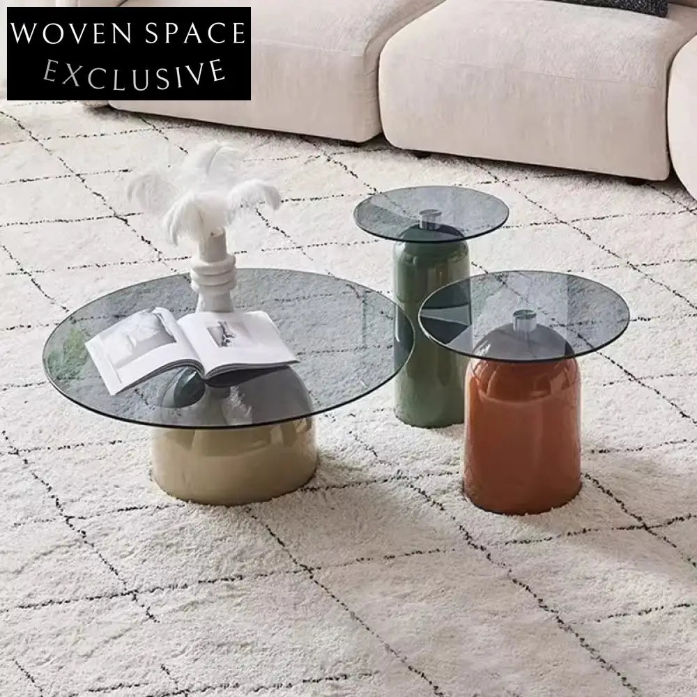 Sleek Nordic Tempered Glass Coffee Table with Stainless Steel Base for Modern Homes