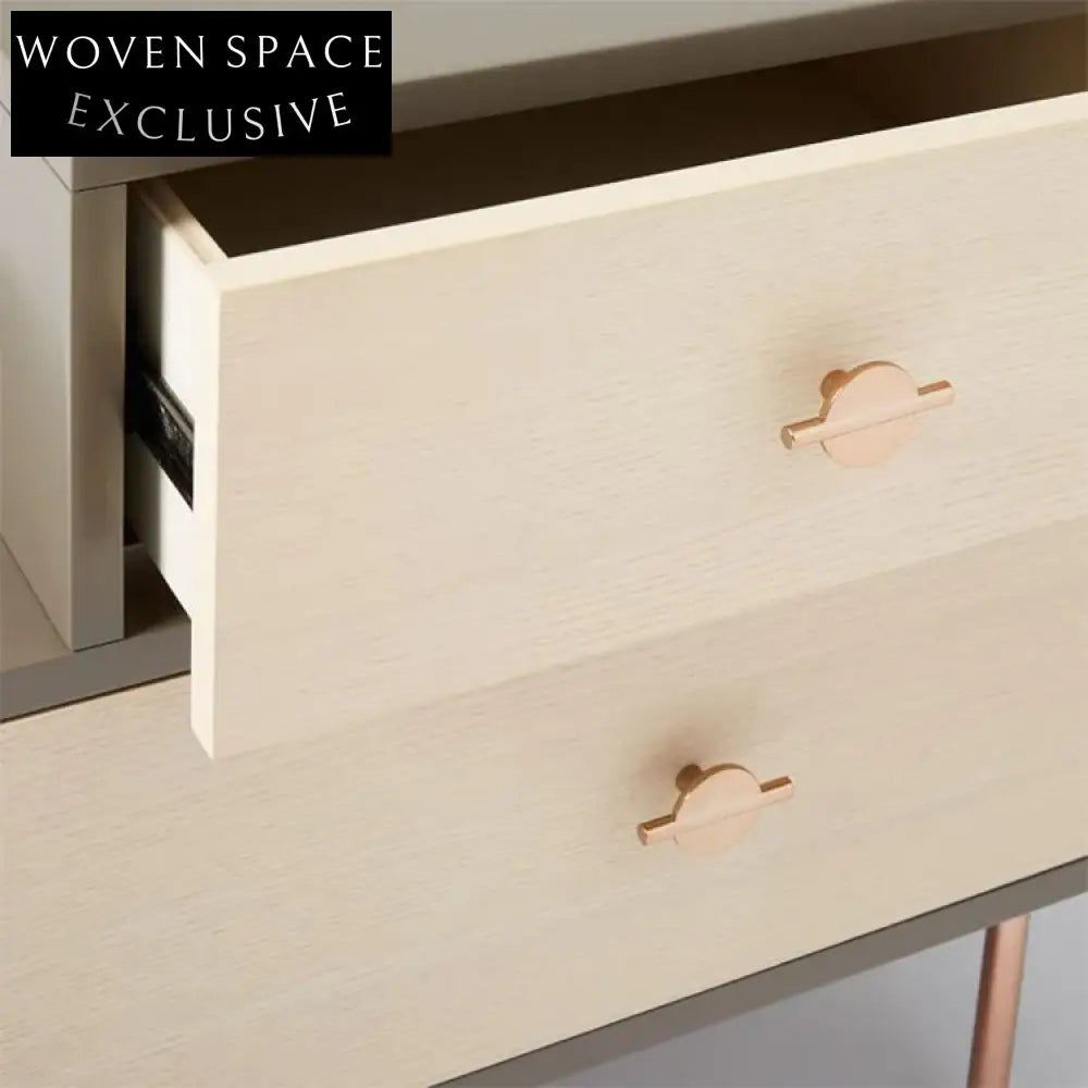 Sleek Plywood Bedroom Nightstand with Storage Drawers, Natural Modern Design Bedside Table